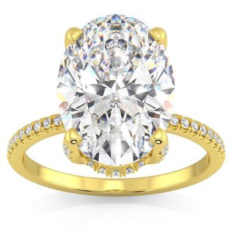Pompeii3 Certified 5.33Ct Oval Diamond Side Halo Engagement Ring 14k Gold Lab Grown