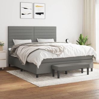 vidaXL Vidaxl - Cama Box Spring Con Colch&oacute;n Tela Gris Oscuro 160x200 Cm