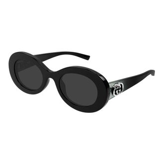 Gucci Oval Frame Sunglasses - female - Gucci - Sunglasses - Black - 51 MM - Accessories