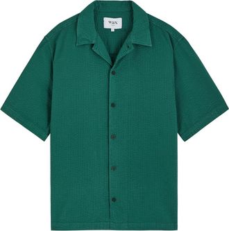 Wax London Keats Seersucker Shirt - Dark Green - XL