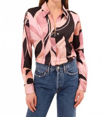 Misa Celine Top In Moody Abstract Flora Satin