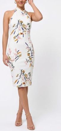 Rachel Roy Harland Crossover Halter Midi Dress in White Blossom at Nordstrom, Size X-Small