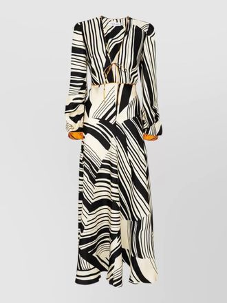 Raquel Diniz long sleeve v neck floor length dress