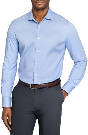 W.R.K Slim Fit Micro Geo Print Reworked Cotton Dress Shirt in White/Blue at Nordstrom, Size 15.5 - R