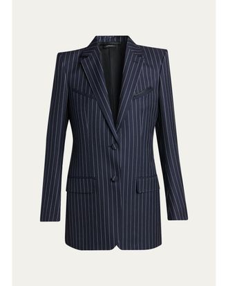 Tom Ford Corded Chalkstripe Wool Single-Breasted Western Jacket