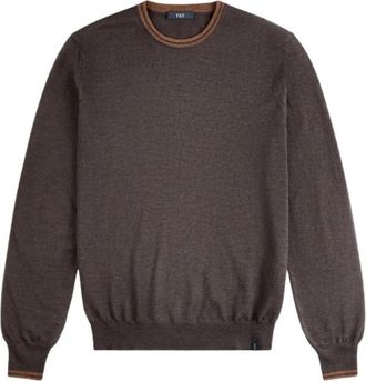 Fay Wool Pool - Heren - Ronde hals truien - Bruin - S - Wol - Truien & Vesten