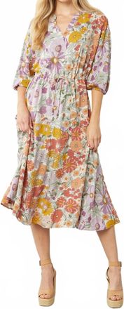 Entro Vintage Floral Midi Dress In Multi