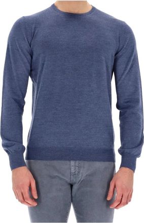Barba Heldere Blauwe Wol-Kasjmier Trui - Heren - Ronde hals truien - Blauw - 3XL - Wol - Truien & Vesten