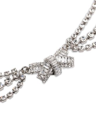 Alessandra Rich Crystal-Adorned Bow Necklace - Silver