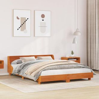 vidaXL Vidaxl - Bed Frame without Mattress Wax Brown 135x190 cm Double Solid Wood Pine