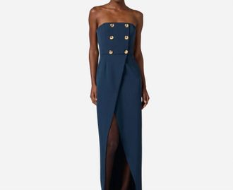 Elisabetta Franchi Strapless Long Dress In Twilight