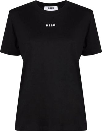 Msgm 99 Zwart T-Shirt - Dames - T-shirts - Zwart - S - Katoen - Tops