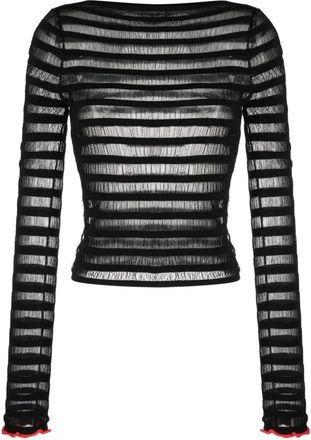 Proenza Schouler Sheer Stripe Casual Sweater - Dames - Longsleeves - Zwart - XS - Tops