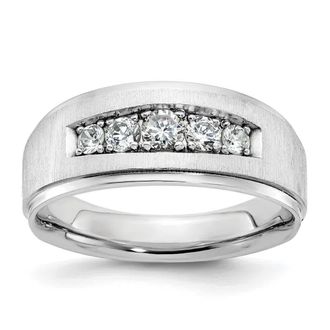 Diamond2Deal 14k White Gold Lab Grown Diamond 5-Stone Band Ring 1/2Ct Clarity- VS Color- G-H