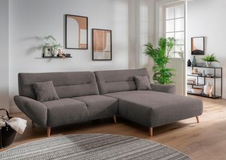 Inosign Ecksofa »Drago, elegant und zeitlos, komfortabel, Holzfuss, L-Form« frei im Raum stellbar, inkl. 2 Zierkissen