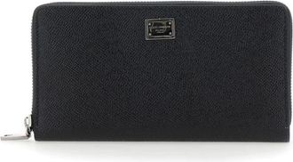 Dolce & Gabbana Portemonnee met logoplaat - Heren - Portefeuilles - Zwart - ONE Size - Leer - Accessoires