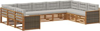 vidaXL Conjunto De Sof&aacute;s De Exterior 9 Uds. Natural Y Gris Claro Vidaxl