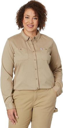 Carhartt Work in Progress Flame-Resistant Force Cotton Hybrid Shirt Womens Clothing Khaki : LG
