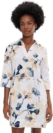 Tommy Bahama Beleza Blossom 3/4 Sleeve Shift Dress Womens Dress White : LG (US 12-14), Linen