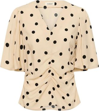 Soaked In Luxury Larjana Ruching Blouse SS - Dames - Blouses - Beige - L - Overhemden