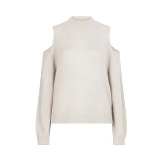 Dante6 Open-shoulder trui in Whisper Chalk - Dames - Truien - Beige - Maat: L Wol
