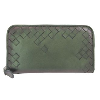 Bottega Veneta Metallic Green Leather Long Wallet (Bi-Fold) (Pre-Owned)