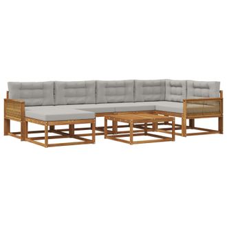 vidaXL Conjunto De Sof&aacute;s De Exterior 7 Pcs Natural Y Gris Claro Vidaxl