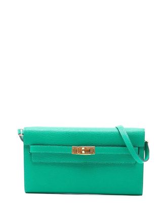 Herm&egrave;s 2021 Chevre Mysore Kelly To Go Wallet crossbody bag - women - Goat Skin - One Size - Green