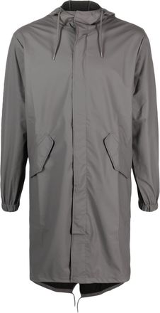 Rains Fishtail drawstring-hood coated parka - men - Polyester/Polyurethane - S - Grey
