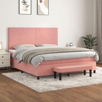 vidaXL Vidaxl - Cama Box Spring Con Colch&oacute;n Terciopelo Rosa 160x200 Cm