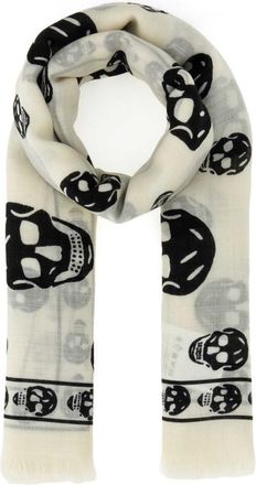 Alexander McQueen Black & White Skull Printed Scarf