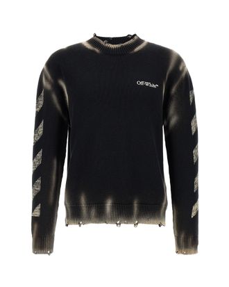 Off-white Faded Gradient Crewneck Sweatshirt With Embroidered Logo