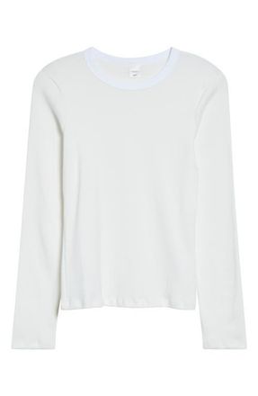 Leset Nando Knit Slim Fit Long Sleeve Top in White at Nordstrom, Size X-Small