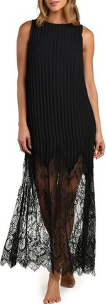 L'agence Adalynn Lace Trim Cover-Up Maxi Dress in Black at Nordstrom, Size X-Small