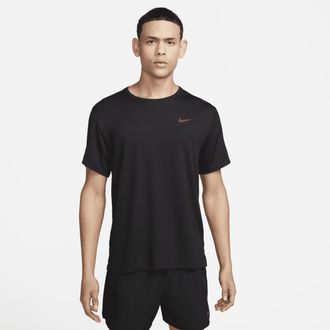 Nike Mens Miler Dri-FIT UV Short-Sleeve Running Top in Black | DV9315-010
