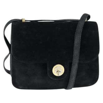 Fendi Pre-owned Cross Body Bags, female, Black, Size: ONE SIZE Pre-owned Suede Cross Body Bag