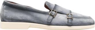Santoni Mgar 19006 Loafer - Heren - Loafers - Blauw - 42 1/2 EU - Su&egrave;de - Schoenen