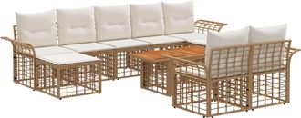vidaXL Conjunto De Sof&aacute;s De Jard&iacute;n 10 Uds. Natural Y Crema Vidaxl