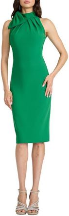 Tadashi Shoji Tie Neck Sleeveless Crepe Cocktail Dress in Bamboo at Nordstrom, Size X-Large