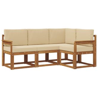 vidaXL Conjunto De Sof&aacute;s De Exterior Con Coj&iacute;n 4 Pcs Natural Y Beige Vidaxl