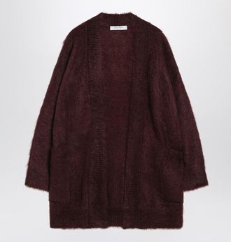 Max Mara Cherry-Colored Shaved Cardigan