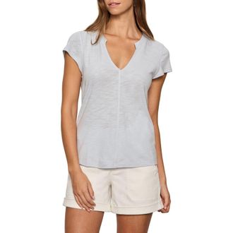 Sanctuary The New Girl Split Neck T-Shirt in Blue Aura at Nordstrom, Size X-Large