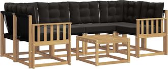 vidaXL Conjunto De Sof&aacute;s De Exterior 7 Uds. Blanco Y Negro Vidaxl