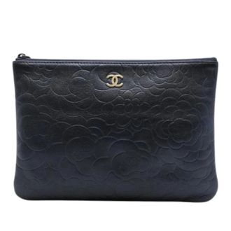 Chanel Pre-owned Clutch - Dames - Pre-owned - Blauw - Maat: ONE Size Leer