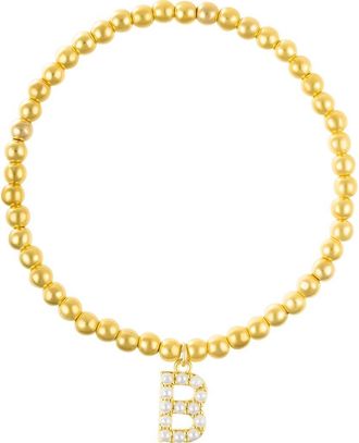 Adornia Faux Pearl Initial Charm Beaded Bracelet in Gold White-B at Nordstrom Rack
