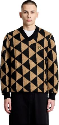 Lyle & Scott Mohair Triangle Jumper - Heren - Ronde hals truien - Zwart - XL - Truien & Vesten