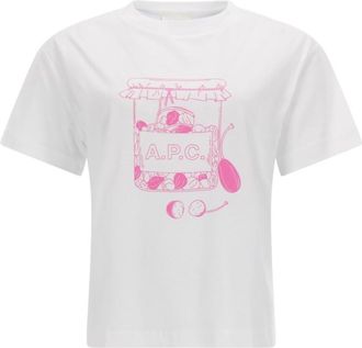 A.P.C. White Graphic Crew Neck T-Shirt