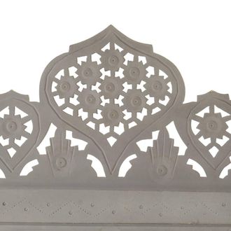 Berkfield Home Hand carved 4-Panel Room Divider Grey 160x165 cm Solid Mango Wood