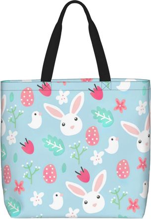 Generic Women Handbag Cute Strawberry And Rabbit Bunny Pattern Women Tote Bag Waterproof Large Capacity Beach Travel Bags, For Christmas, Work, Daily, Birthda
