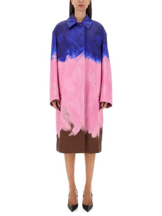 Dries Van Noten Voluminous Long Coat With Broad Shoulders